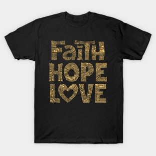 Doodle typography and illustration "Faith, Hope, Love" T-Shirt